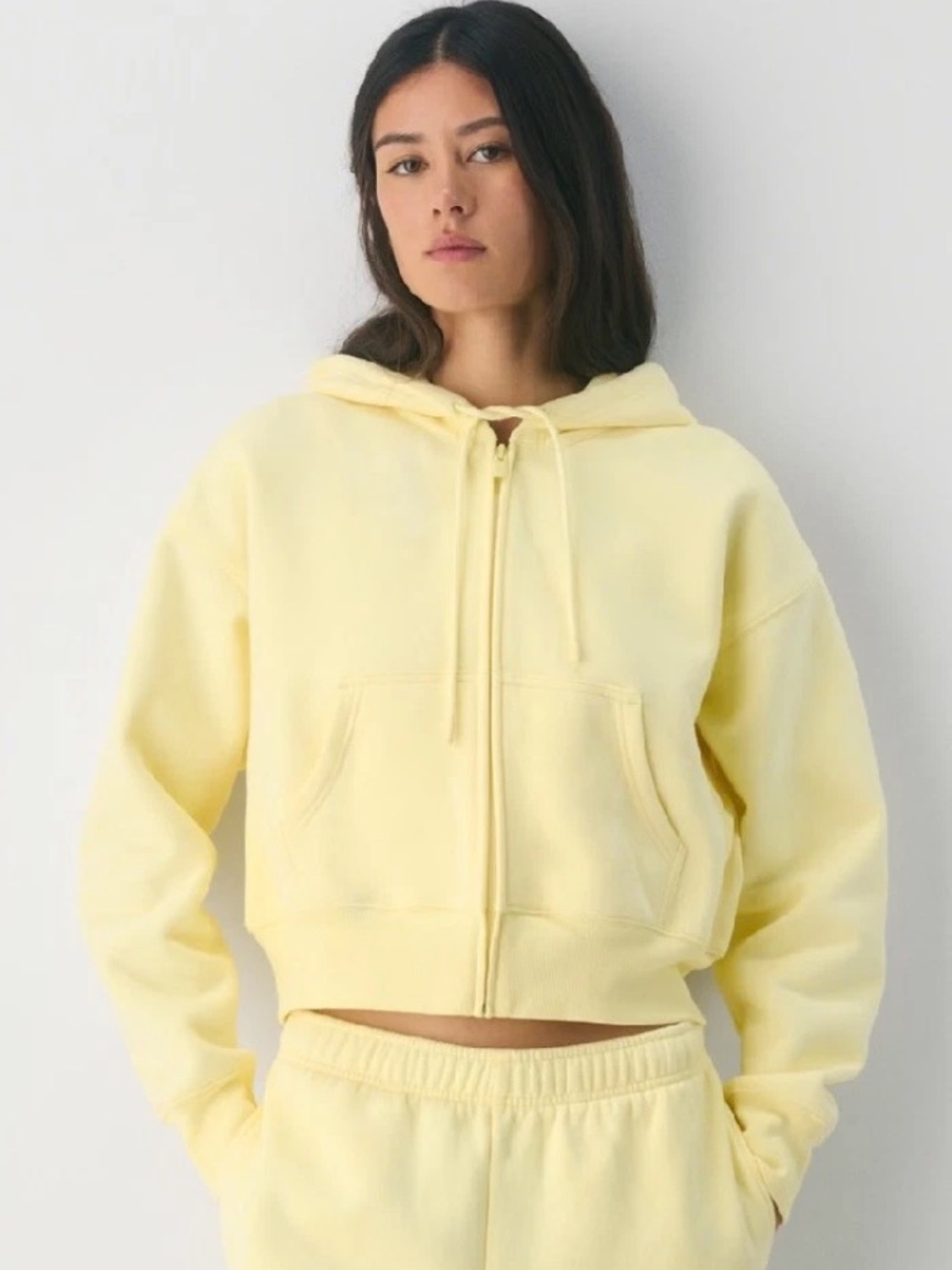 NWT! Aritzia Cozy Fleece Boyfriend Boxy Zip Hoodie In Lemonade Size XS